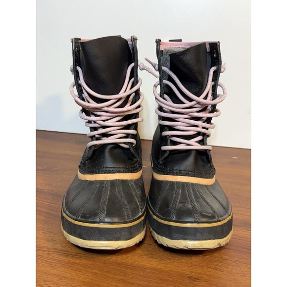 Sorel Insulated Winter Boots Womens Size 10 Black Pink Trim Waterproof - Picture 4 of 8
